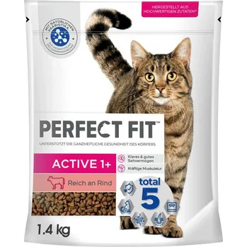 Krmivo pro kočku 2x1,4kg Perfect Fit Active 1+ s hovězím - výhodné balení
