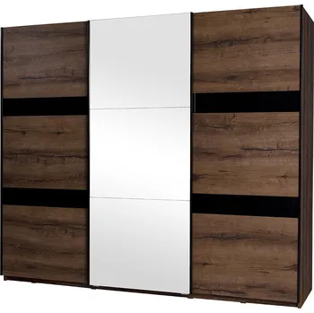 Dětská skříň Prostorná šatní skříň DENVER 250 cm - dub monastery / černý lesk