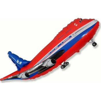 Fóliový balónek Letadlo, červený, 45x100cm (volný)