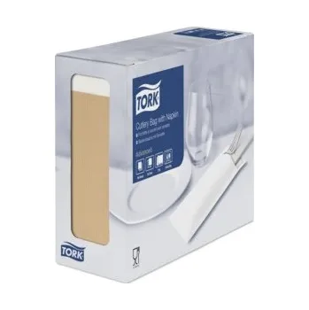 Papírový ubrousek TORK 474637 – Natural kapsička na příbory s bílým ubrouskem - Karton