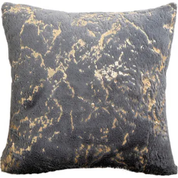 Povlak na polštářek Moderní plyšový dekorační povlak na polštářek se zlatým potiskem (43x43 cm) Barva: Šedá