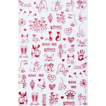 Nailee Samolepky červené Kiss me Miss Colour R398