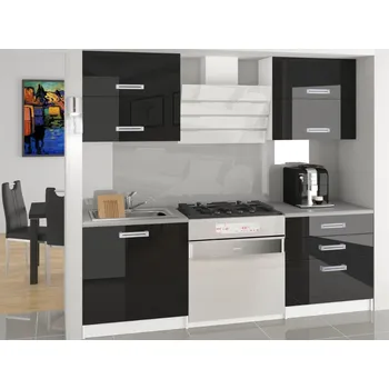 Kuchyňská linka Kuchyňská linka Belini 120 cm černý lesk s pracovní deskou Eleganta INF ELEGANTA/2/WT/B/0/D