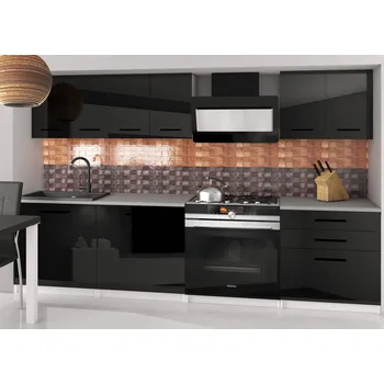 Kuchyňská linka Kuchyňská linka Belini 180 cm černý lesk s pracovní deskou Sonik2 INF SONIK2/2/WT/B/0/B1