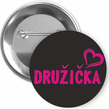 ON-DESIGN Placka s motivem Družička Barva: černá, Barva potisku: purpurová, Typ buttonu: špendlík