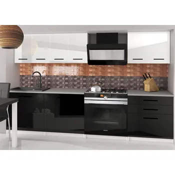 Kuchyňská linka Kuchyňská linka Belini 180 cm bílý lesk / černý lesk s pracovní deskou Sonik2 NF SONIK2/2/WT/WB/0/B1