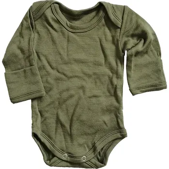 Pánské oblečení Dětské merino body s dlouhým rukávem Khaki 56/62