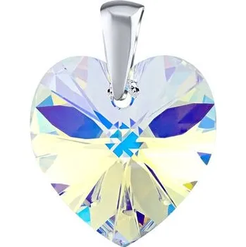 Módní doplněk Stříbrný přívěsek Srdce Crystal AB 18mm se Swarovski® Crystals LSW017P