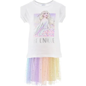 Dívčí sukně Bílo-barevný set sukně a trička Disney Frozen Velikost: 110