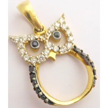 Přívěsek Klenoty Budín Zlatý přívěsek posetý zirkony a černými zirkony - sovička 585/1,59gr HK3118 (Klenoty Budín Zlatý přívěsek posetý zirkony a černými zirkony - sovička 585/1,59gr HK3118)