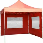 Zahradní párty stan nůžkový profi 3x3 m, 2 boční stěny s okny, terakota