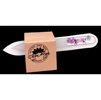 Pilník skleněný malý - fialová kočka