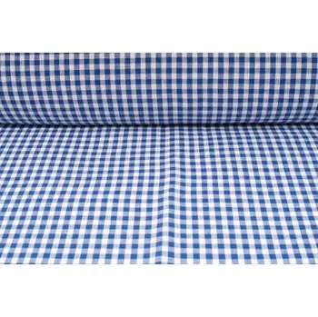 Plátno bavlněné, kanafas, modrá kostka 4 x 4mm, metráž