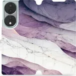 Flipové pouzdro Mobiwear - Honor 70 - VP31S Bílý a fialový mramor (Knížkové flip pouzdro, obal, kryt na mobil Honor 70 - VP31S Bílý a fialový mramor, materiál Umělá kůže + TPU - ochrana 360°, stojánek, silikonová vanička, magnetické zavírání)