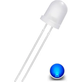 Polovodič LED Dioda 8mm, Modrá difuzní mléčná