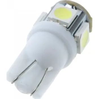 Autožárovka LED 5x 5050 SMD patice T10, W5W - Bílá