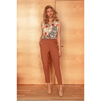 Dámské kalhoty Figl Dámské elegantní kalhoty Gwymones M676 hnědá XL