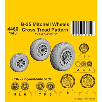 Plastikový model 1/48 B-25 Mitchell wheels Cross Tread P. (HK MOD.)