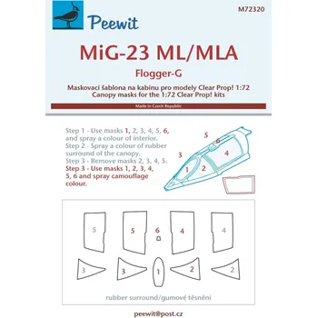Plastikový model Peewit 1/72 Canopy mask MiG-23 ML/MLA Flogger-G (CL.PROP)