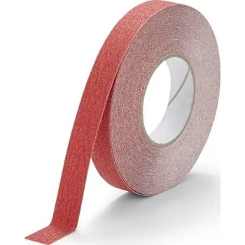 Výstražná páska Červená korundová protiskluzová páska FLOMA Standard - 18,3 x 2,5 cm tloušťka 0,7 mm