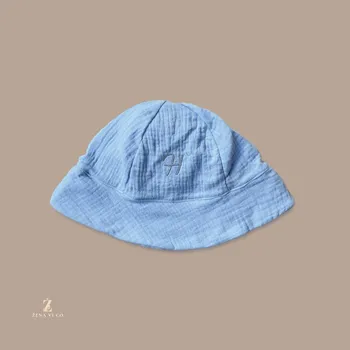 Kojenecká čepice Klobouček z mušelínu pro chlapečka Barva: Modrá, Velikost kloboučku: 2-6m (40-42 cm)