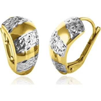 Náušnice GEMMAX Zlaté náušnice žluto-bílé zdobené diamantovým brusem – zlatý šperk ryzosti 585/1000 v Dárkovém balení s Certifikátem GLECN-27911