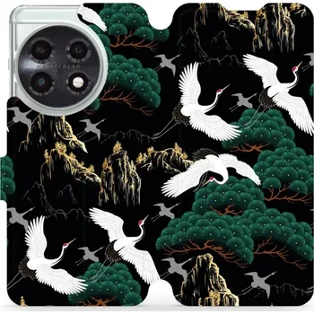 Pouzdro na mobilní telefon Flipové pouzdro Mobiwear - OnePlus 11 5G - VP16S Jeřábi (Knížkové flip pouzdro, obal, kryt na mobil OnePlus 11 5G - VP16S Jeřábi, materiál Umělá kůže + TPU - ochrana 360°, stojánek, silikonová vanička, magnetické zavírání)