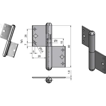 pant Závěs okenní 80 mm''P'' č.90200000 (Pant závěs do oken pro okna)