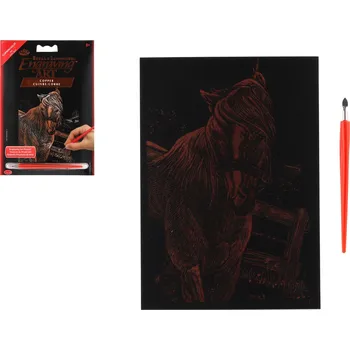 omalovánky SMT Creatoys Škrabací obrázek měděný Kůň 12,5x18cm na kartě