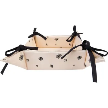 chlebník Béžový košík na pečivo s květinami Flora And Fauna – 35x35x8 cm