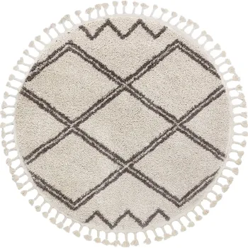 Koberec Kusový koberec Berber Asila cream and brown kruh, 120x120 (průměr) kruh, bílá, ložnice, Dywany Łuszczów - 1 rok na vrácení + DOPRAVA ZDARMA k Vám i zpět