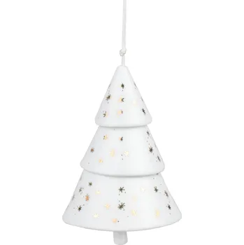 Vánoční ozdoba Räder Závěsný porcelánový zvonek LITTLE GOLDEN STAR 6.5 cm zlatá