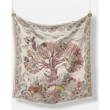 Šátek Hedvábný šátek Strom 53x53 cm v dárkovém balení, WHITE ORCHID