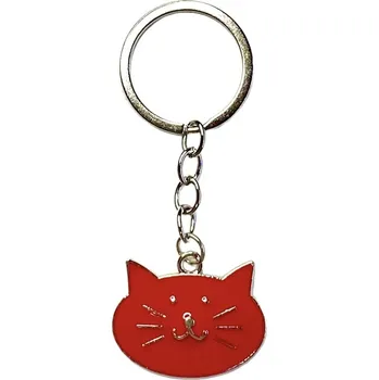 Přívěsek na klíče s kočičí hlavou (červená)
