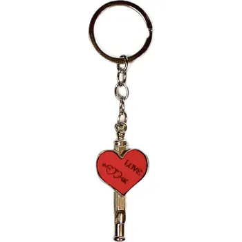 Přívěsek na klíče s píšťalkou - srdce (červená)
