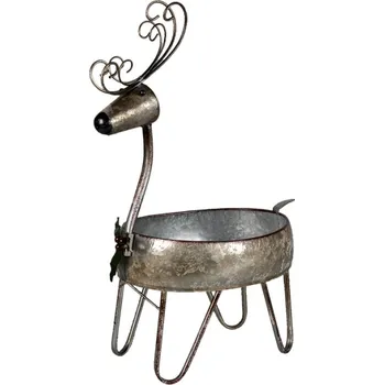 Obal na květináč Kovový stojan na květiny ve tvaru jelena – 29x21x48 cm