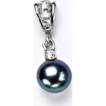 Přívěsek Stříbrný přívěsek přírodní perla černá - P1207/2 (Stříbrný přívěsek s přírodní perlou a zirkonem)