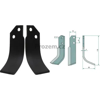 Fréza Frézovací nůž levý pro Antonio Carraro, 6809006, 45/12,5/178 mm