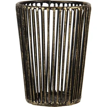 Svícen Zlatý kovový svícen s patinou na čajovou svíčku – 10x14 cm