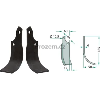 Pracovní nůž Frézovací klenutý nůž levý pro Ortolan, 65/12,5/185 mm