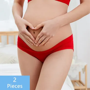 Těhotenské spodní prádlo Těhotenské kalhotky 2 ks s vykrojením pod bříškem Barva: Červená, Velikost: 4XL