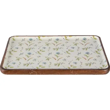 Hnědý dřevěný dekorativní tác s malbou Suze – 30x20x2 cm