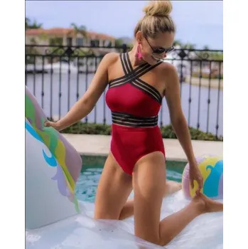 Dámské plavky Jednodílné sexy stylové plavky - Červená,M