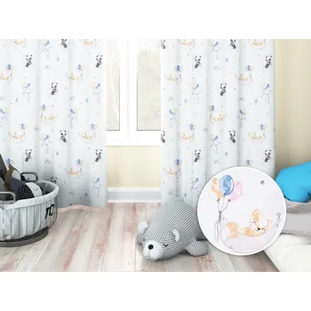 ubrus Dětský bavlněný závěs Sandra SA-374 Pandy lišky a zajíčci s balónky 150x150 cm