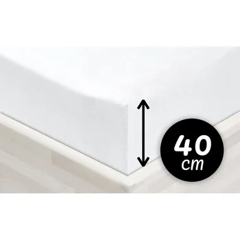 Prostěradlo Jersey napínací prostěradlo na extra vysokou matraci JR-031 Bílé 140 x 200 - výška 40 cm