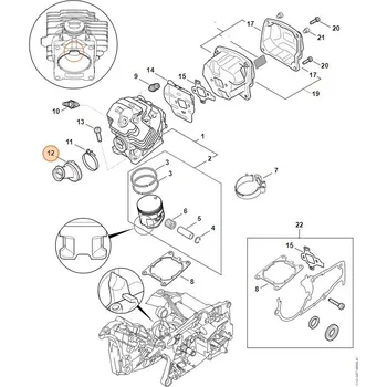 Originální hrdlo sání Stihl motorové pily Stihl MS 462, MS 462 C-M, MS 462 C-M VW (11421412200) (Originální díly Stihl koleno sání pro motorovou pilu)