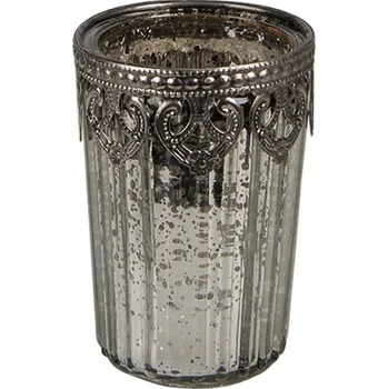 Svícen Stříbrný skleněný svícen – 7x10 cm