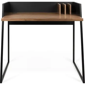 Psací stůl Černý pracovní stůl s detaily v dekoru ořechového dřeva TemaHome Volga ID_283996