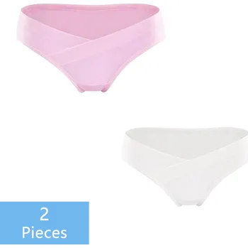Těhotenská podprsenka Těhotenské kalhotky 2 ks (různé barvy 1) s vykrojením pod bříškem Barva: růžová+bílá, Velikost: XL