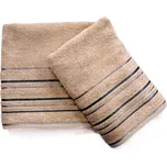 Froté ručník ZARA, béžový s proužkovanou bordurou, 40x60cm